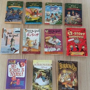 11 Kid’s Books Lot- Magic Tree House, Nate the Great, 13-Story Treehouse & More